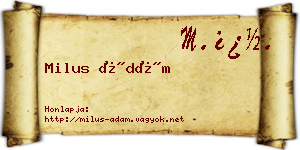 Milus Ádám névjegykártya